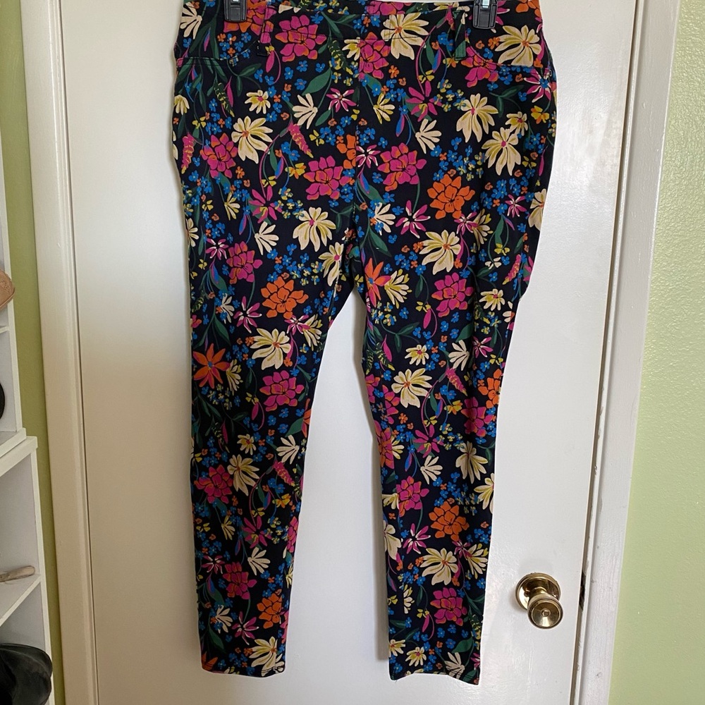 Flowered print stretch, skinny pants